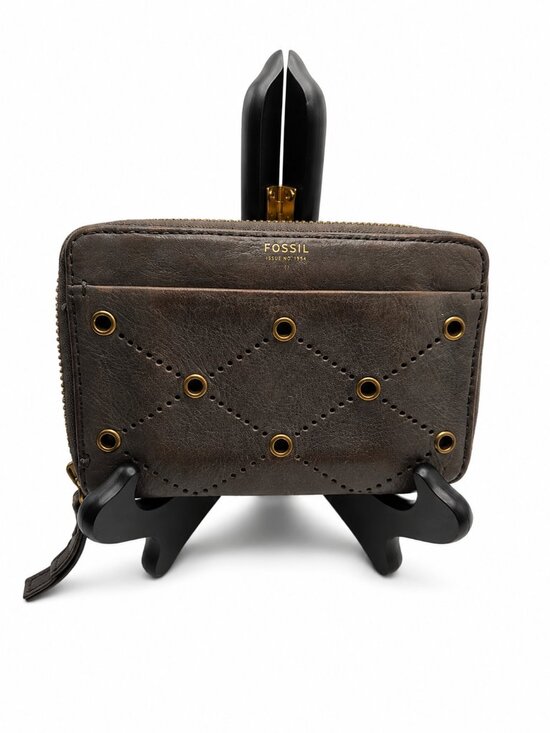 Fossil Handbags - Fossil Leather Zip Around Wallet Taupe/Brown Organizer
